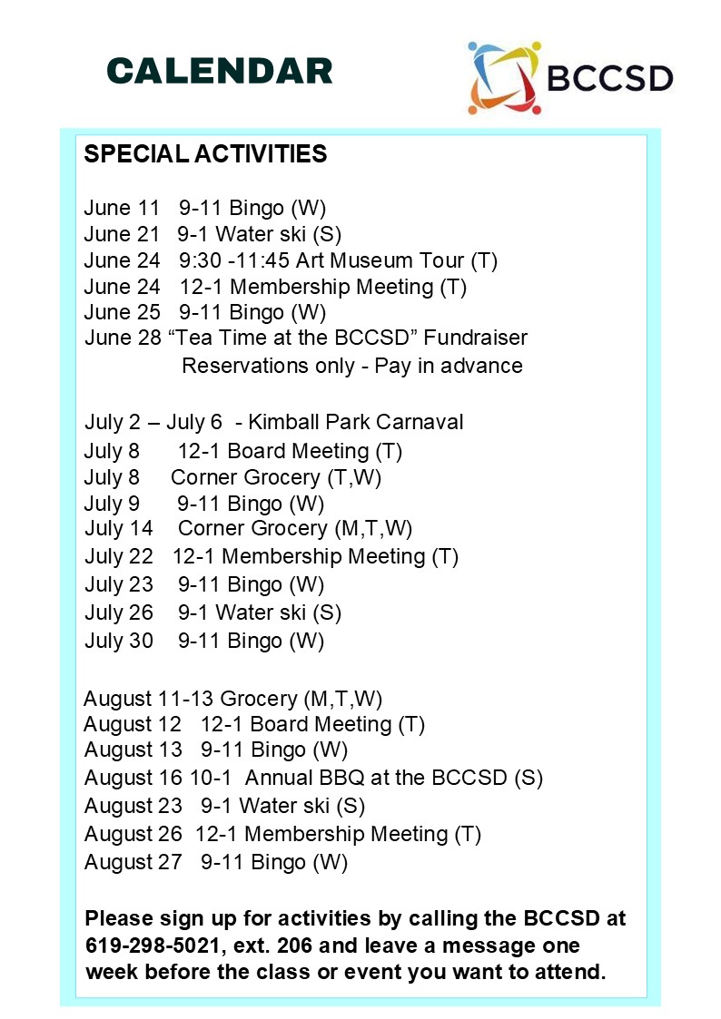 Special act times listed for various events from May to September.
